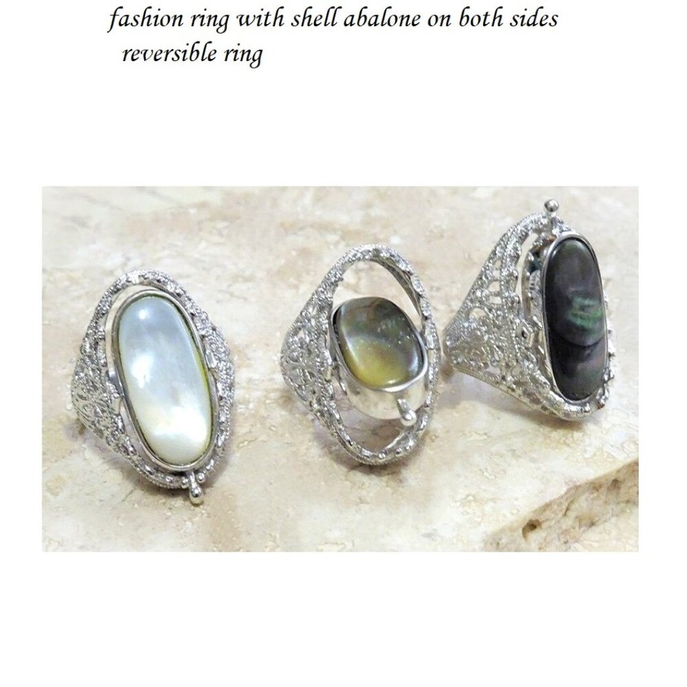 Reversible Mother of Pearl & Abalone Shell Center Ring